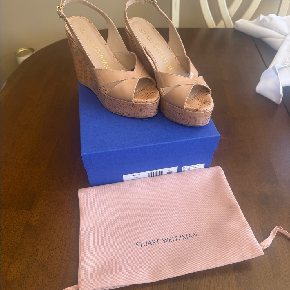 Stuart Weitzman Tan Wedge Sandals